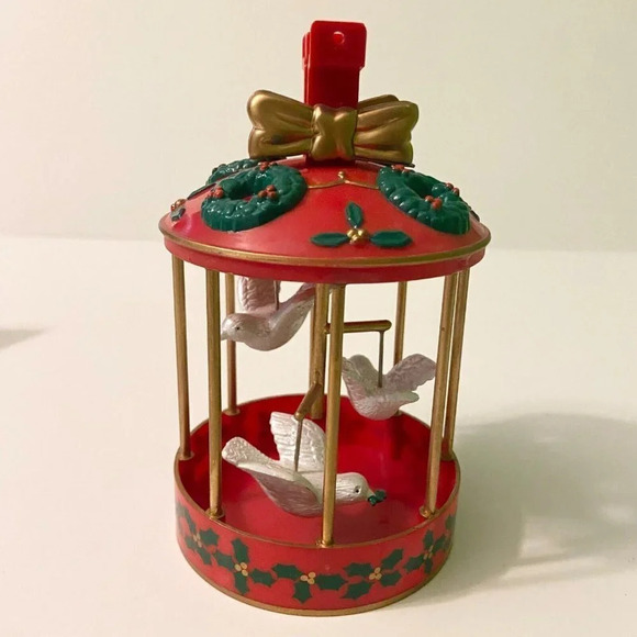 Vintage 1989 Noma Ornament White Doves  Cage Ornamotion Golden Series Christmas - Picture 11 of 12